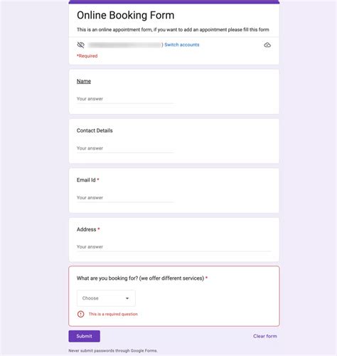 google form appointment slots